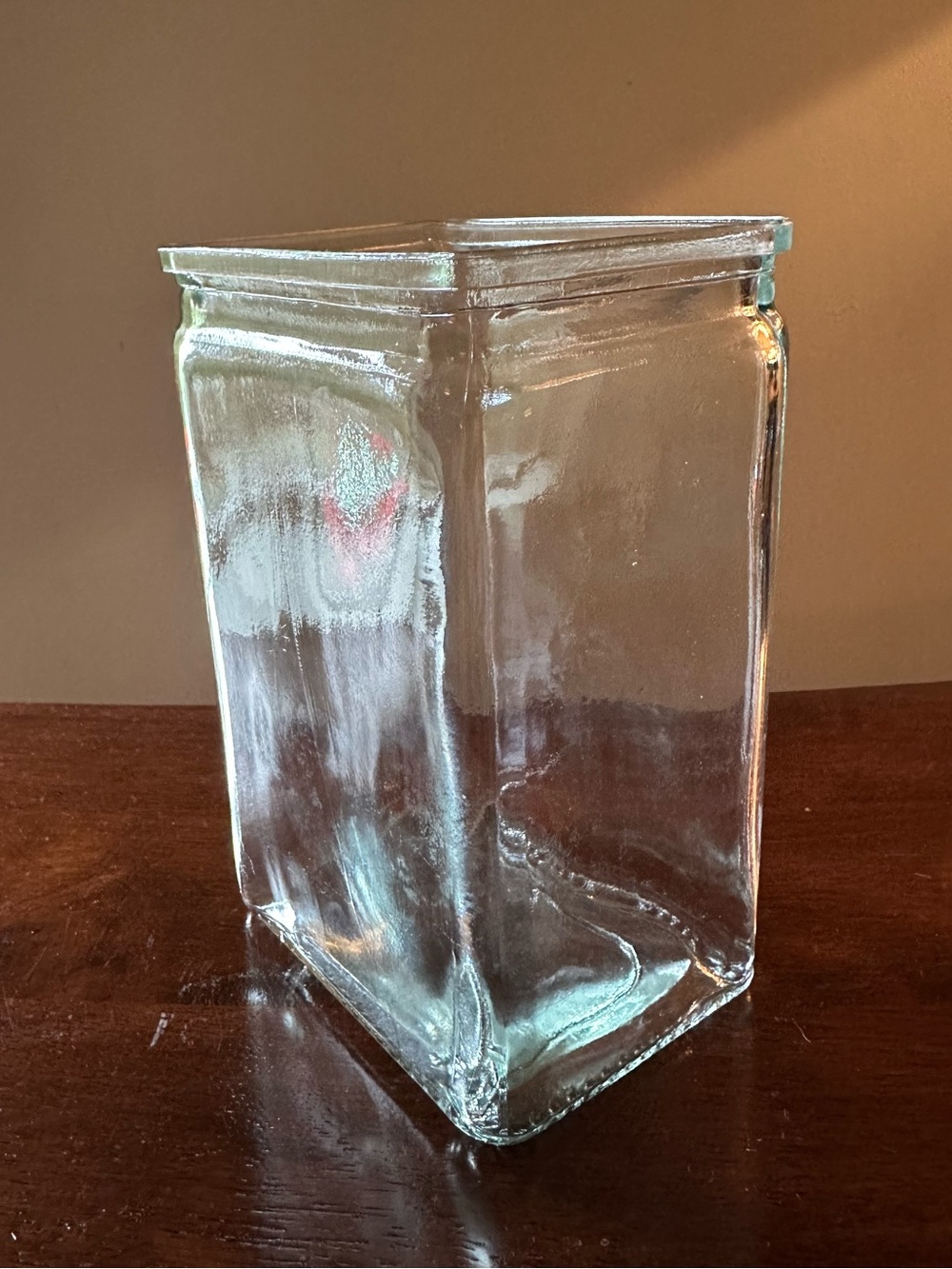 Vintage rectangular glass vase • heavyweight